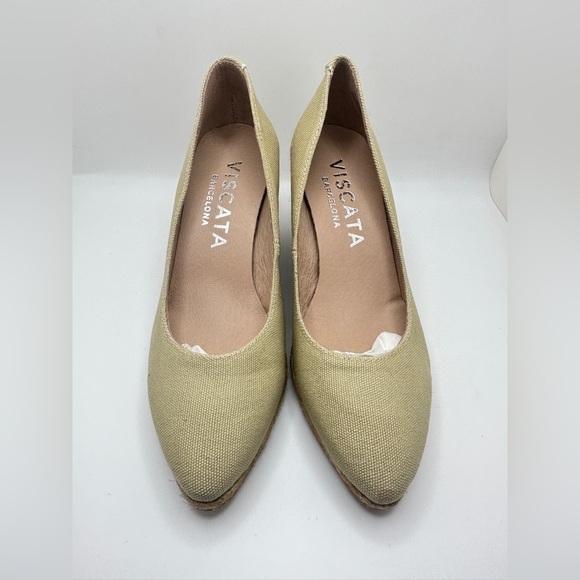 NWT Viscata Roses Canvas Wedge Pumps (U Cut) Sage Green Limited Edition EURO 36 - Picture 4 of 12
